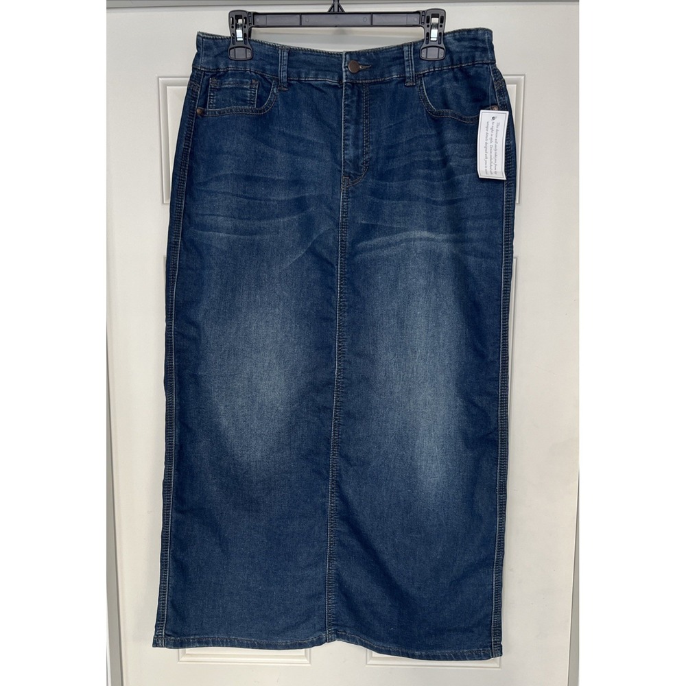 Christopher &‎ Banks Premium Denim Maxi Skirt Modest Western Country Boho